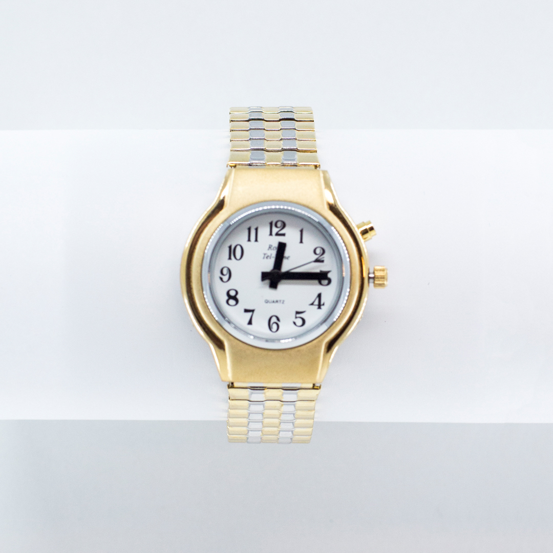 Small gold watch with talking feature